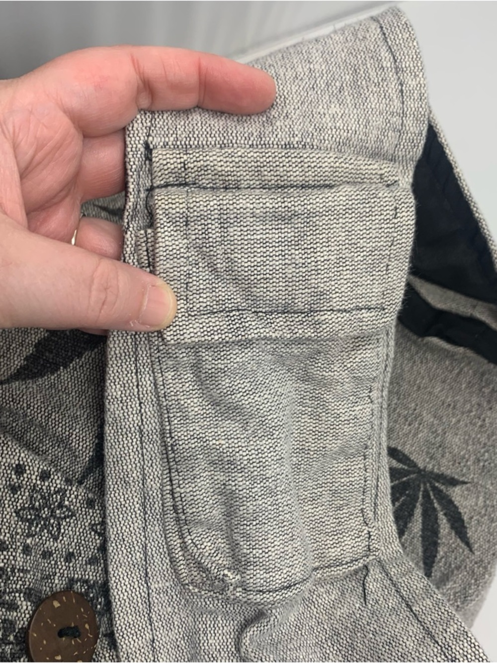 Boho Hemp Rising International Gray Hobo Leaf Zip Crossbody Festival Bag Nepal - Picture 5 of 5